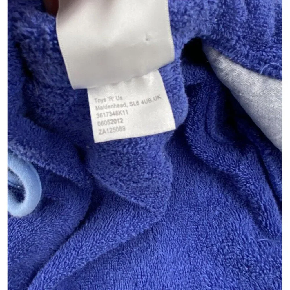Babies R Us Baby Boys Blue Bath Robe Size 0-9 Months Whale Star Fish Slippers